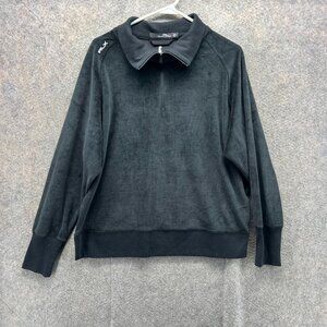 Ralph Lauren RLX Pullover Womens Medium Black Quarter Zip Sweatshirt Microfiber